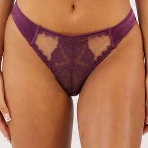 NWT Playful Promises Felicity Hayward Astrid Lace And Trim Brief Merlot Size 22